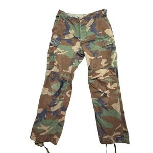 Vintage Military Woodland Camo Cargo Pants Mens Medium Regular Ripstop BDU